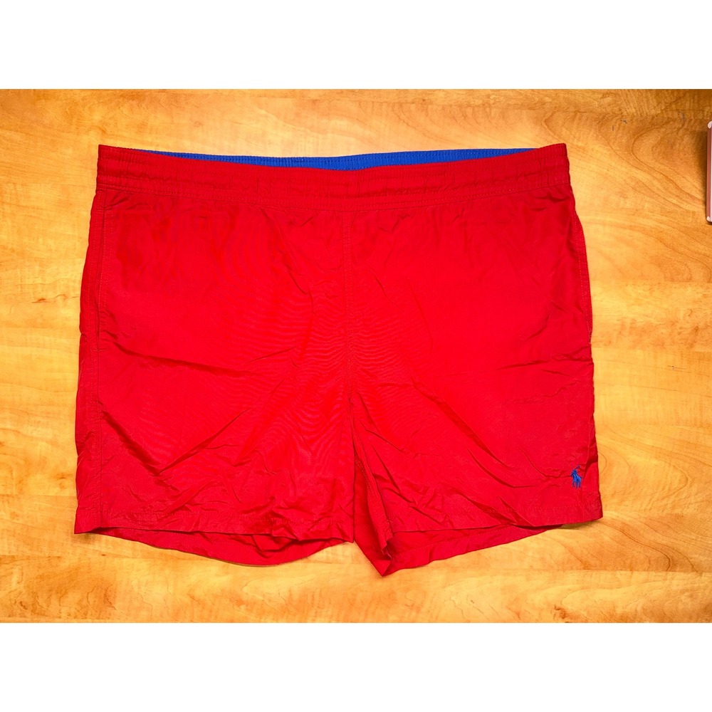 Polo Ralph Lauren Mens XL Red Blue Swim Trunks Board Shorts Mesh Lined 6" Inseam